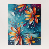 farbige Blume mit Regentropfen Puzzle (Vertikal)