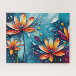 farbige Blume mit Regentropfen Puzzle