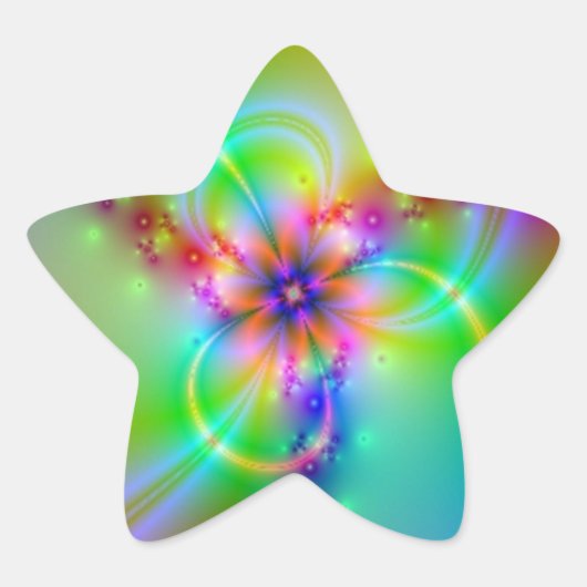 Farbige Blume mit Ribbons Stern-Aufkleber (Vorderseite)