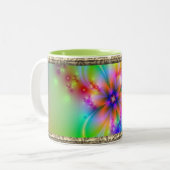 Farbige Blume mit Ribbons Zweifarbige Tasse (Vorderseite Links)