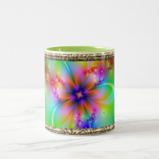 Farbige Blume mit Ribbons Zweifarbige Tasse (Mittel)