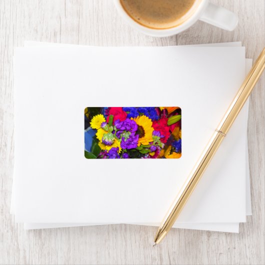 Farbige Blume Mix Adressaufkleber (Insitu)