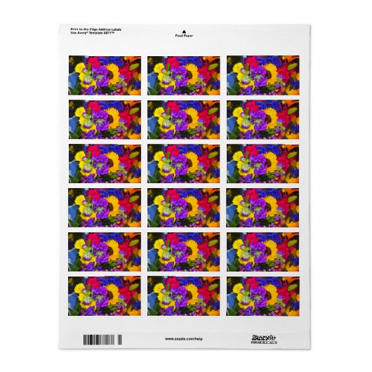 Farbige Blume Mix Adressaufkleber (Vorne)