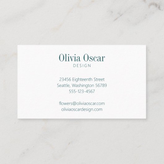 Farbige Blume Moderne rosa Aquamarin grüne Blüte Visitenkarte (Rückseite)