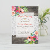 Farbige Blume Modernes, blumengeschmücktes Holz un Einladung (Stehend Vorderseite)