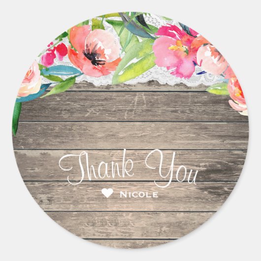 Farbige Blume Modernes, blumengeschmücktes Holz un Runder Aufkleber (Vorderseite)