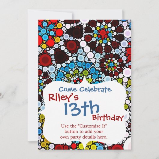 Farbige Blume Mosaikkreise Blasen Design Einladung (Vorderseite)