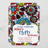 Farbige Blume Mosaikkreise Blasen Design Einladung (Vorne/Hinten)