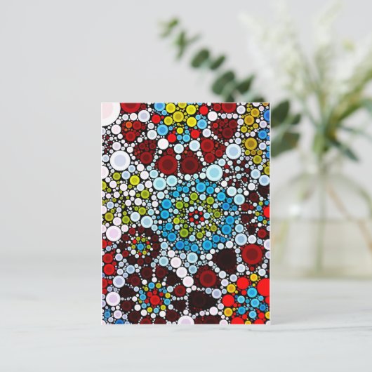 Farbige Blume Mosaikkreise Blasen Design Postkarte (Stehend Vorderseite)