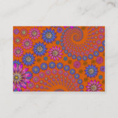 Farbige Blume Muster auf Orange Visitenkarte (Rückseite)