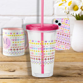 Farbige Blume - Muster für Sonne und Herz, rosa Bl Acryltrinkbecher