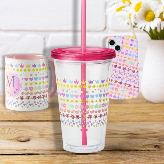 Farbige Blume - Muster für Sonne und Herz, rosa Bl Acryltrinkbecher