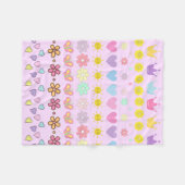 Farbige Blume - Muster für Sonne und Herz, rosa Bl Fleecedecke (Vorderseite (Horizontal))