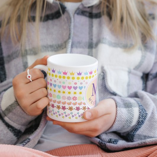 Farbige Blume - Muster für Sonne und Herz, rosa Bl Kaffeetasse