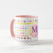 Farbige Blume - Muster für Sonne und Herz, rosa Bl Tasse (Vorderseite Links)