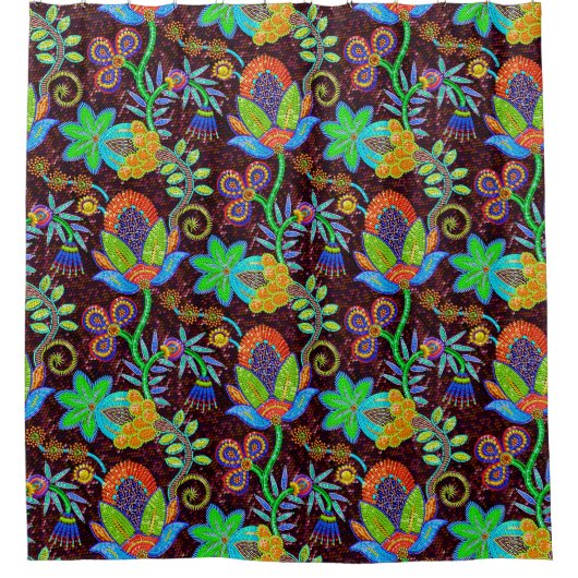 Farbige Blume Muster Glasperlen Textur Duschvorhang (Vorderseite)