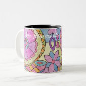 Farbige Blume Muster Kaffeemaschine Tasse (Vorderseite Links)