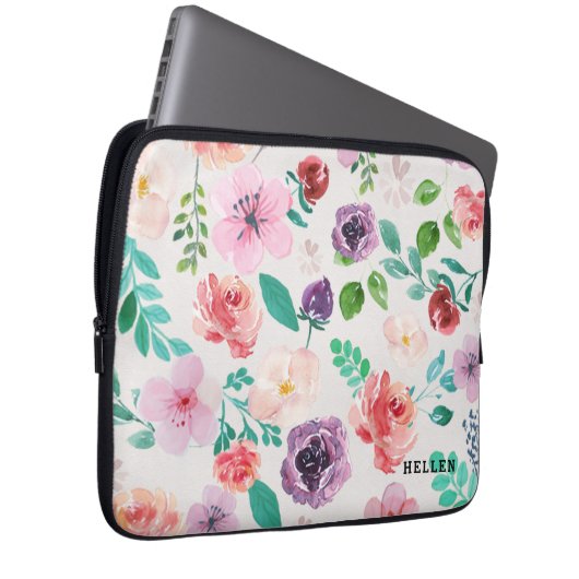 Farbige Blume Muster Laptopschutzhülle (Vorne Rechts)