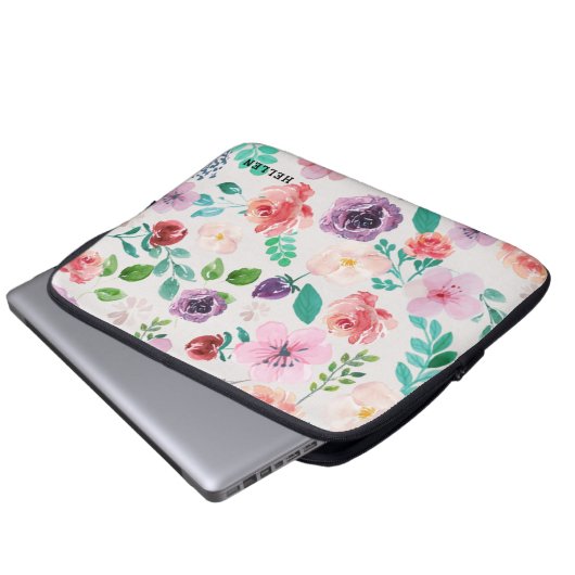 Farbige Blume Muster Laptopschutzhülle (Vorne Knopf)