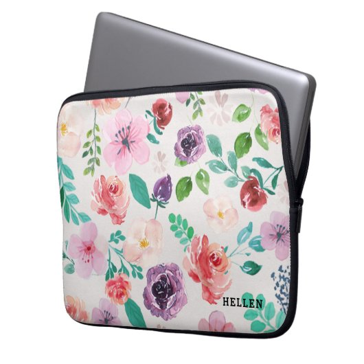 Farbige Blume Muster Laptopschutzhülle (Vorderseite Links)