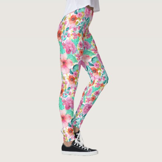Farbige Blume Muster Leggings (Rechts)