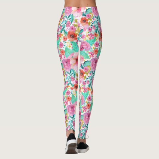Farbige Blume Muster Leggings (Rückseite)