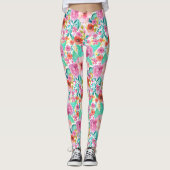 Farbige Blume Muster Leggings (Vorderseite)