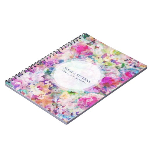 Farbige Blume Muster Notizblock (Linke Seite)