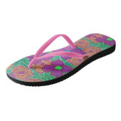 Farbige Blume Muster Tropische Flip Flops Badesandalen (Schrägansicht)