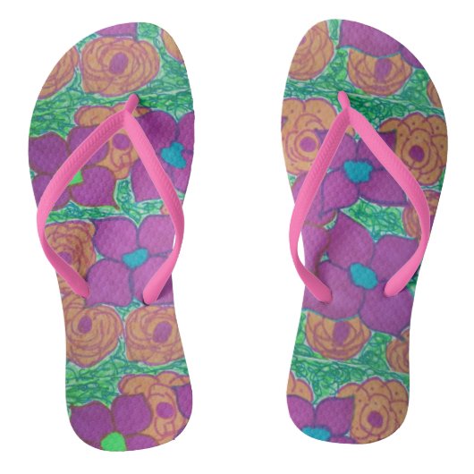 Farbige Blume Muster Tropische Flip Flops Badesandalen (Fußbett)