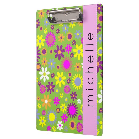 Farbige Blume, Muster von Blume, Ihr Name Klemmbrett (Links)