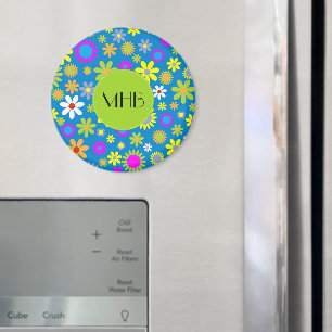 Farbige Blume, Muster von Blume, Monogramm Magnet