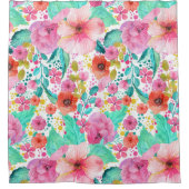 Farbige Blume Muster Wasserfarben Duschvorhang (Vorderseite)