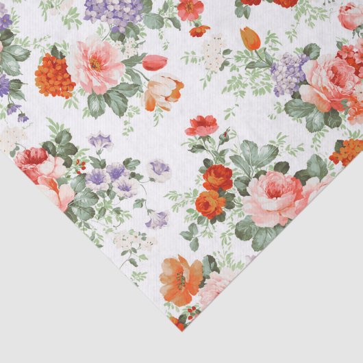 Farbige Blume Muster Weißer Hintergrund Seidenpapier (Ausschnitt)