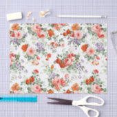 Farbige Blume Muster Weißer Hintergrund Seidenpapier (Handwerk)