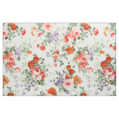 Farbige Blume Muster Weißer Hintergrund Stoff (Fat Quarter (45,7 x 55,9 cm))