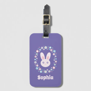 Farbige Blume Niedlich Bunny Rabbit Lavender Blue Gepäckanhänger