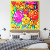 Farbige Blume Ölgemälde. Jetzt kaufen Leinwanddruck (Insitu (Schlafzimmer))