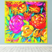 Farbige Blume Ölgemälde. Jetzt kaufen Leinwanddruck (Insitu (Holzboden))