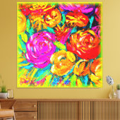 Farbige Blume Ölgemälde. Jetzt kaufen Leinwanddruck (Insitu (Wohnzimmer))