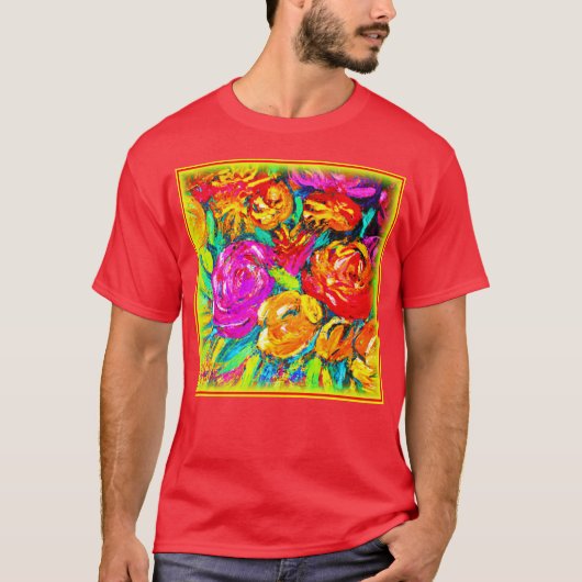 Farbige Blume Ölgemälde. Jetzt kaufen T-Shirt (Vorderseite)