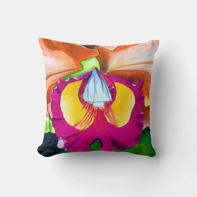 Farbige Blume Orchideen Kissen (Vorderseite)