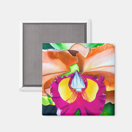Farbige Blume Orchideen Magnet (Vorderseite/Rückseite)
