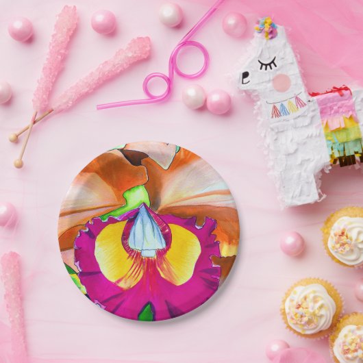 Farbige Blume Orchideen Pappteller (Party)