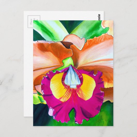 Farbige Blume Orchideen Postkarte (Vorne/Hinten)