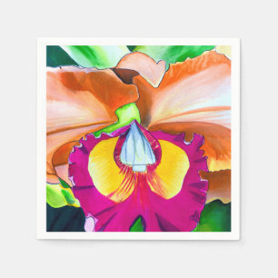 Farbige Blume Orchideen Serviette