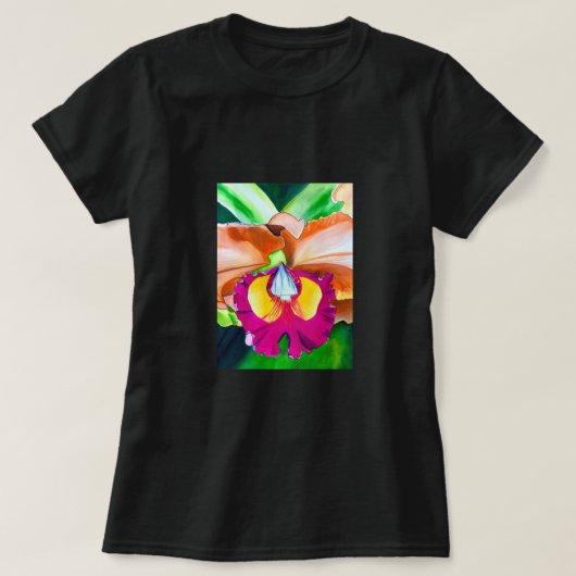 Farbige Blume Orchideen T-Shirt (Design vorne)
