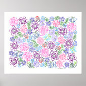 Farbige Blume Original Line Art Poster (Vorne)