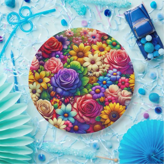 Farbige Blume Papierplatte Pappteller (Party)