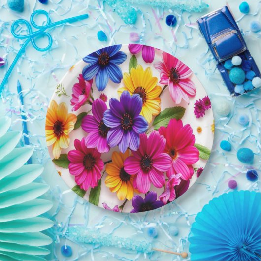 farbige Blume Pappteller (Party)